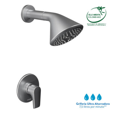 Ducha Monocontrol Cascade Plus Titanio Antimicrobiano