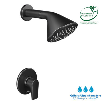 Ducha Monocontrol Cascade Plus Mate Black Antimicrobiano
