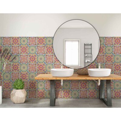 Piso Pared Mandala Camelia Multicolor Cara Única 19.8X19.8